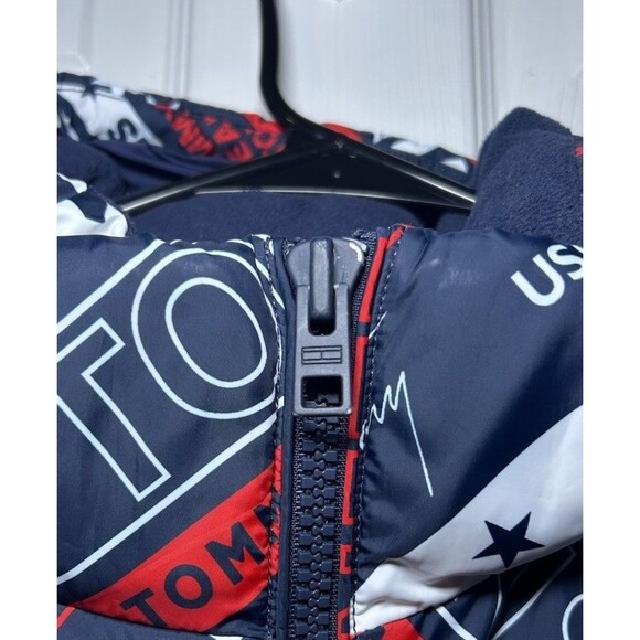 Tommy Jeans Hooded All-Over Logo Down Puffer Jacket Size Large NWOT - Picture 6 of 8